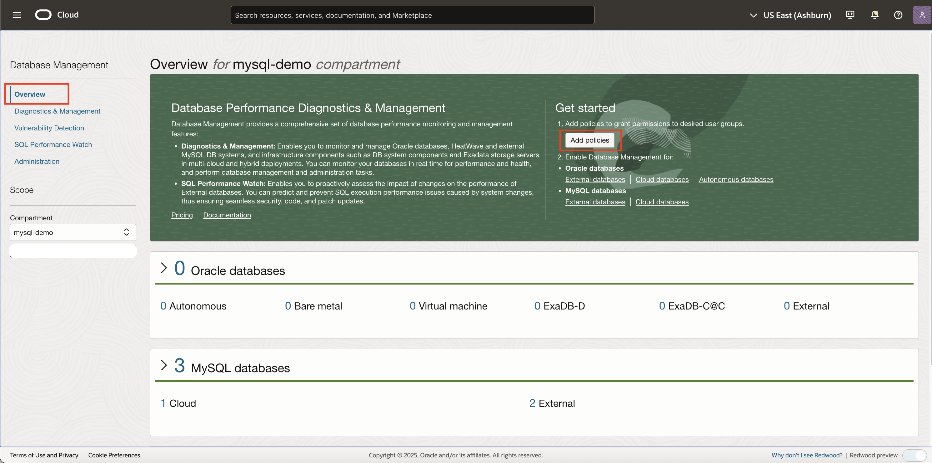 Database Management Overview Page