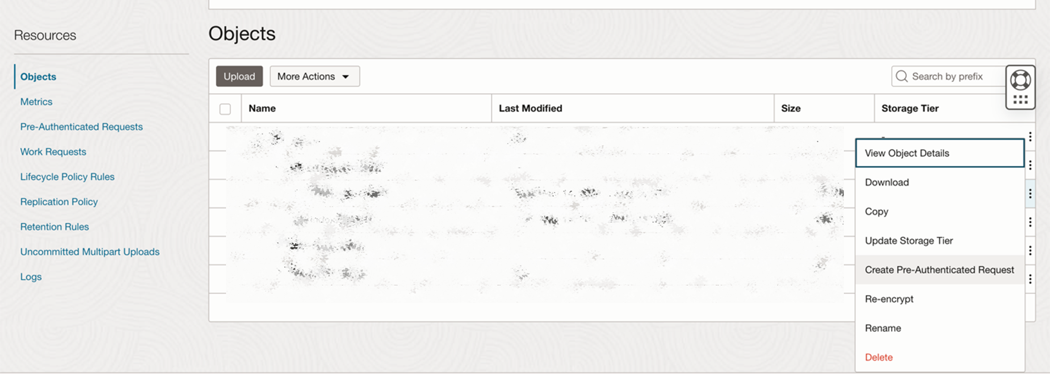 Figure 2: Creating PAR for accessing documents stored in the object storage.