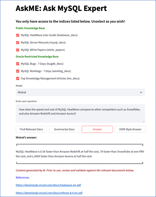 Figure 5: User interface of the AskME application.