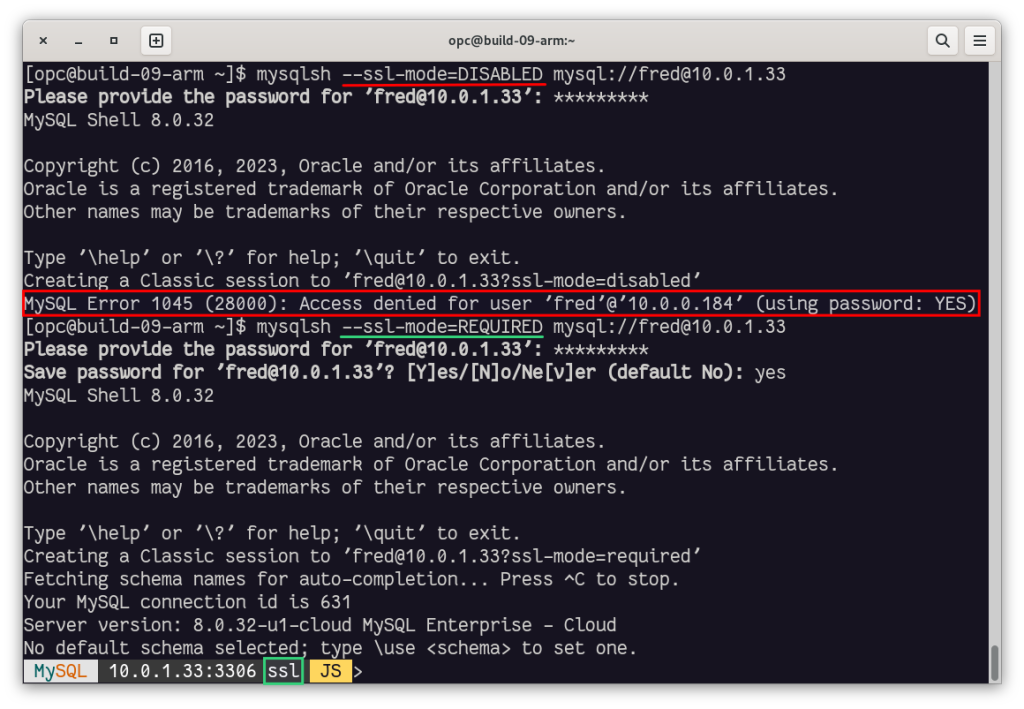 MySQL Shell and SSL mode
