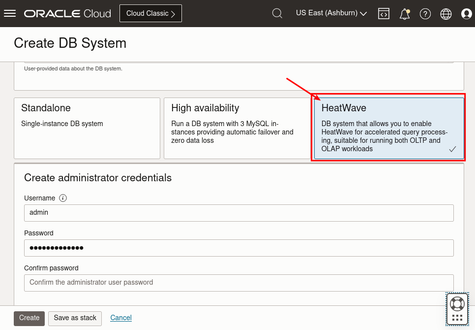 Create DB System - HeatWave