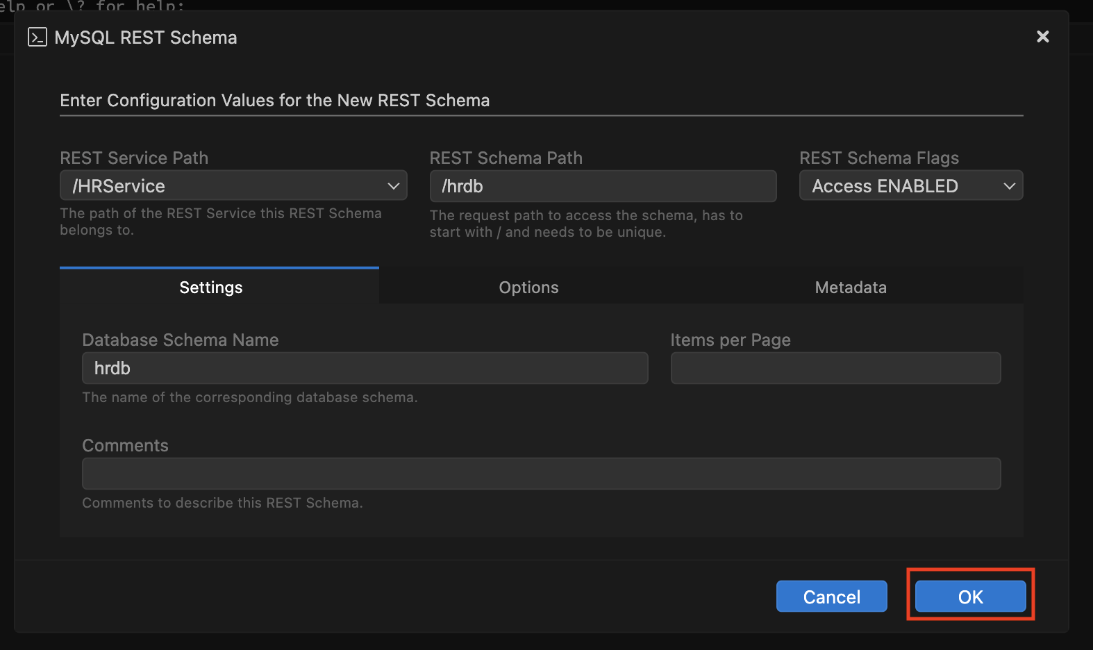 Add Schema to REST Service