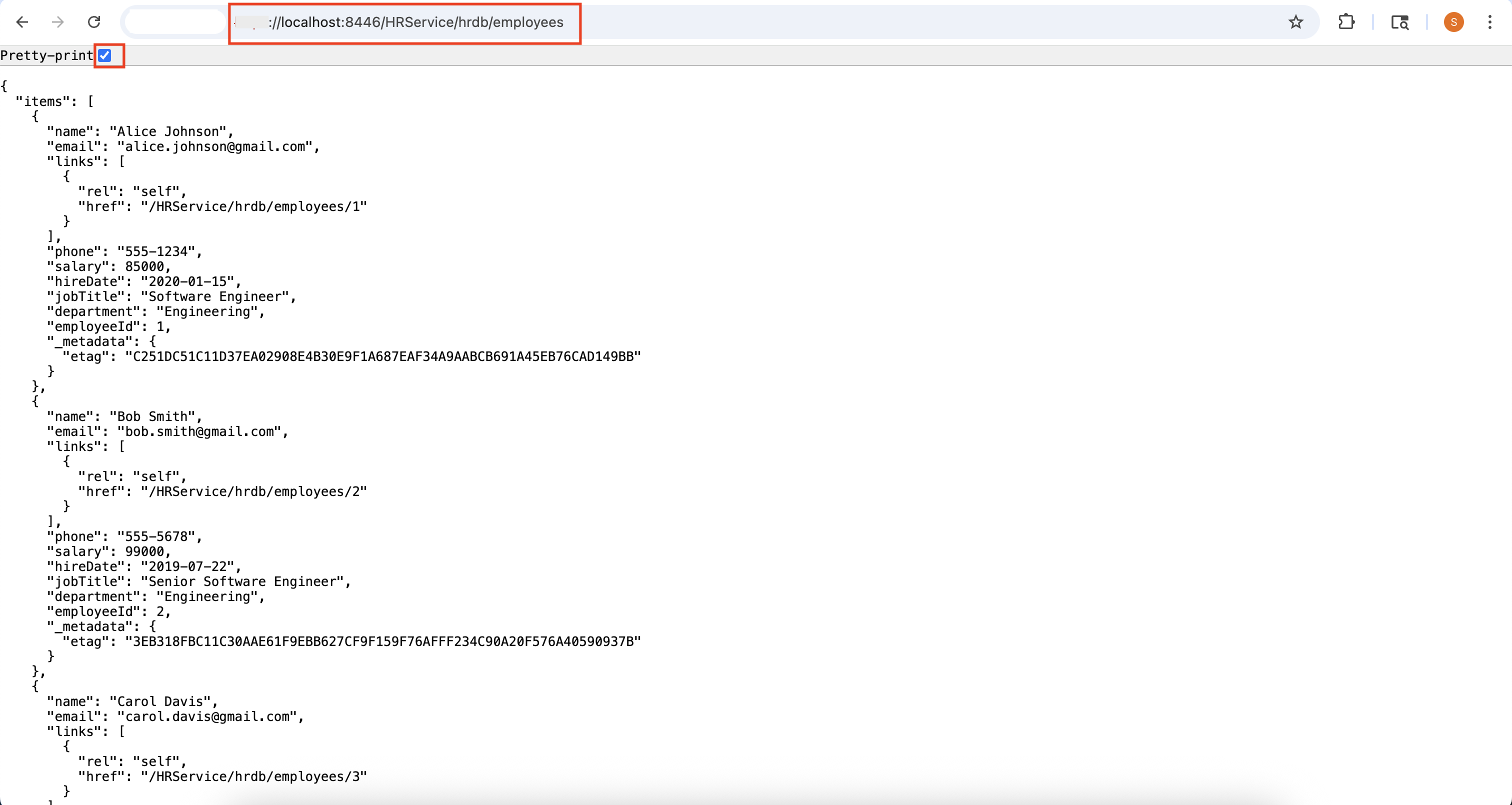Open REST Object Request Path in Web Browser