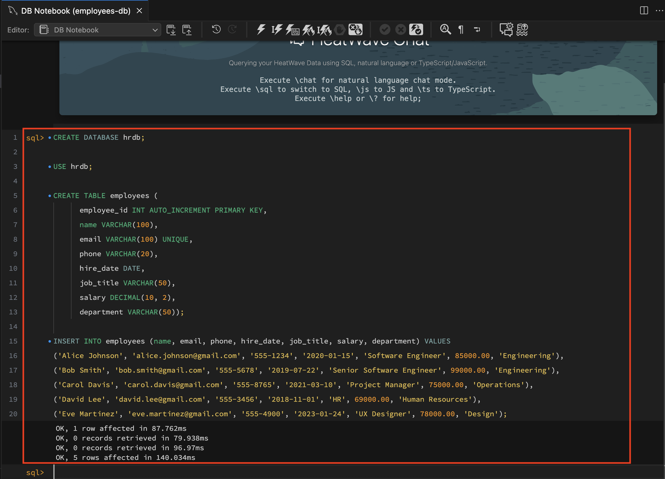 Creating Database Schema and Tables