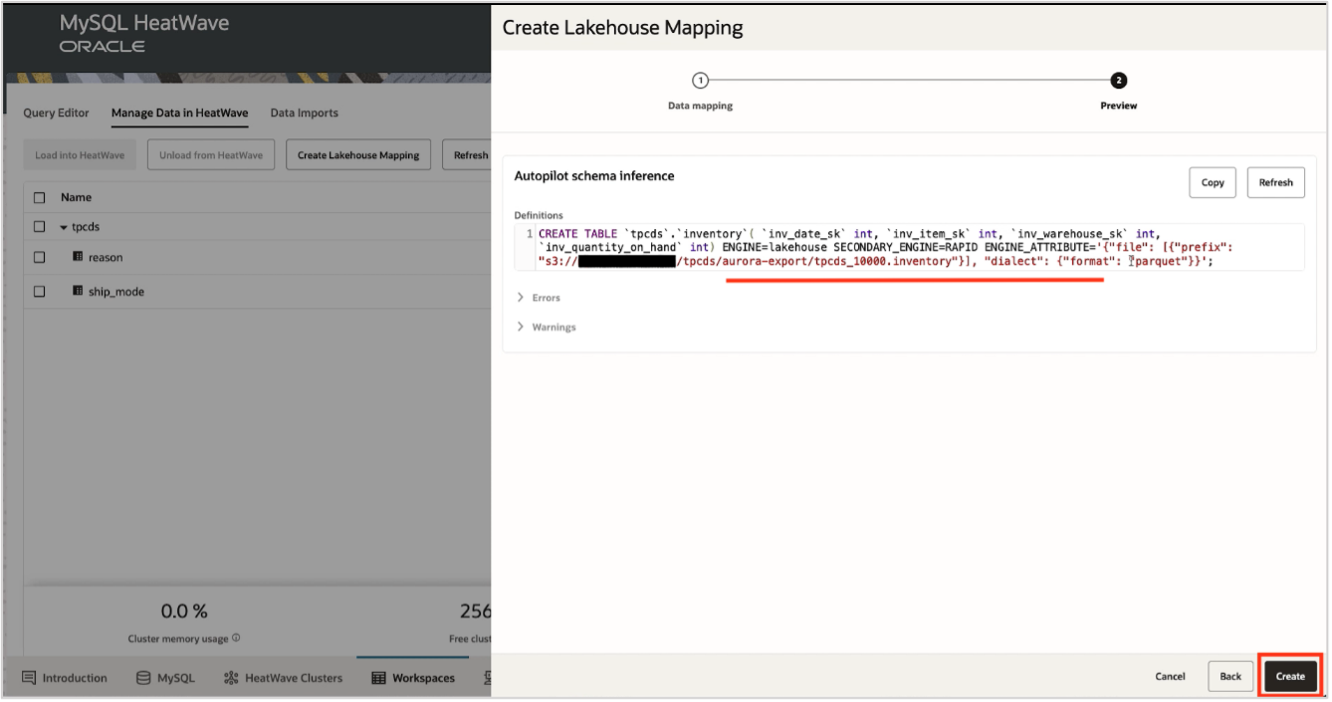 Create Lakehouse Mapping