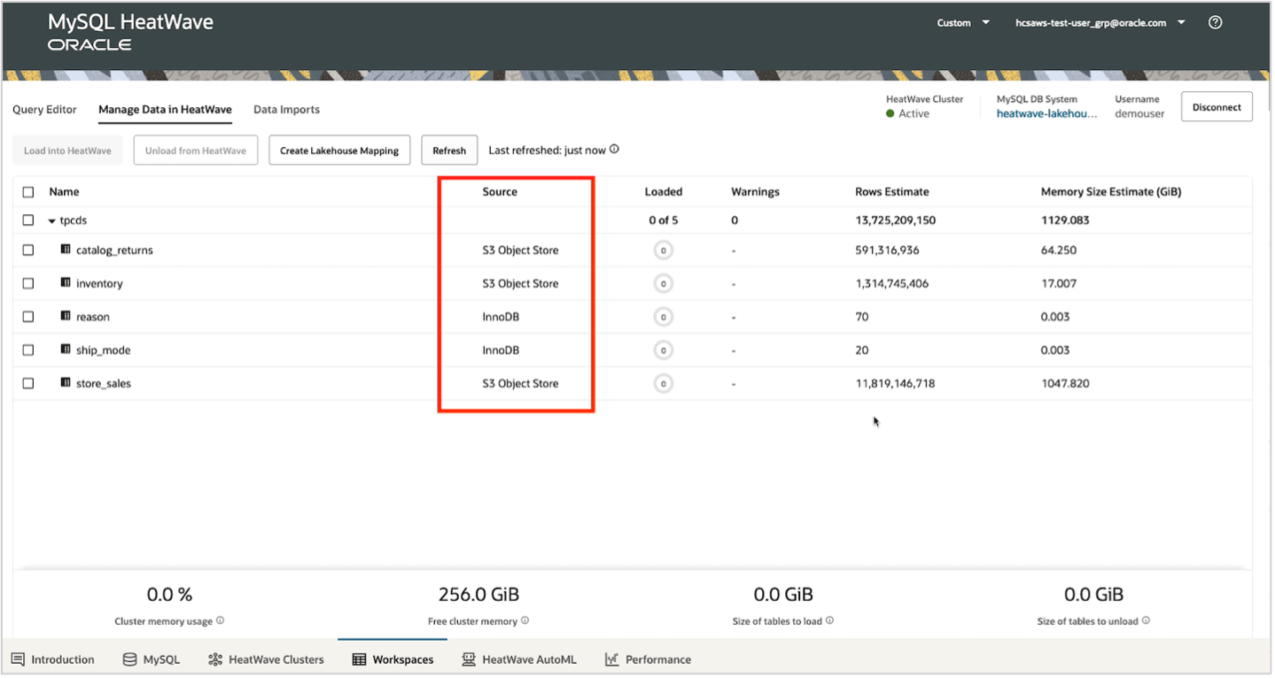 Manage Data in HeatWave