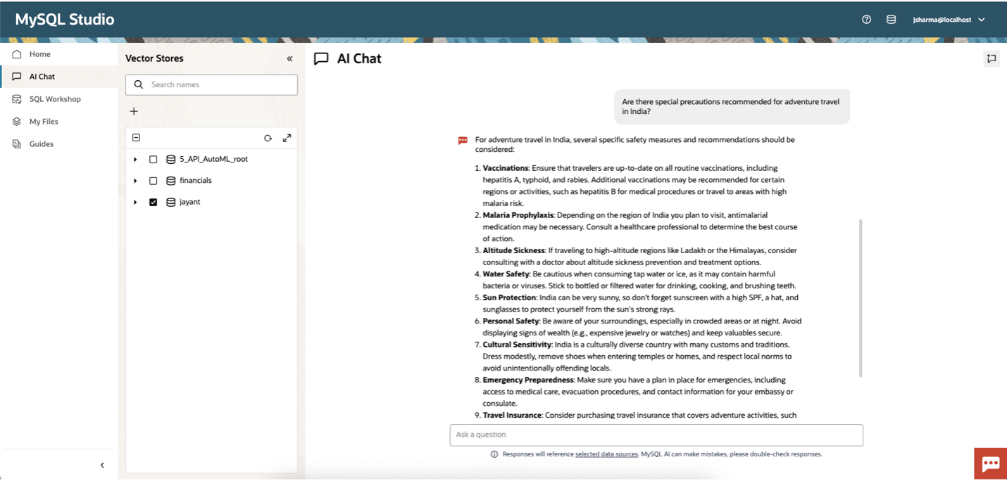 MySQL Studio: an intuitive, interactive web interface for MySQL AI