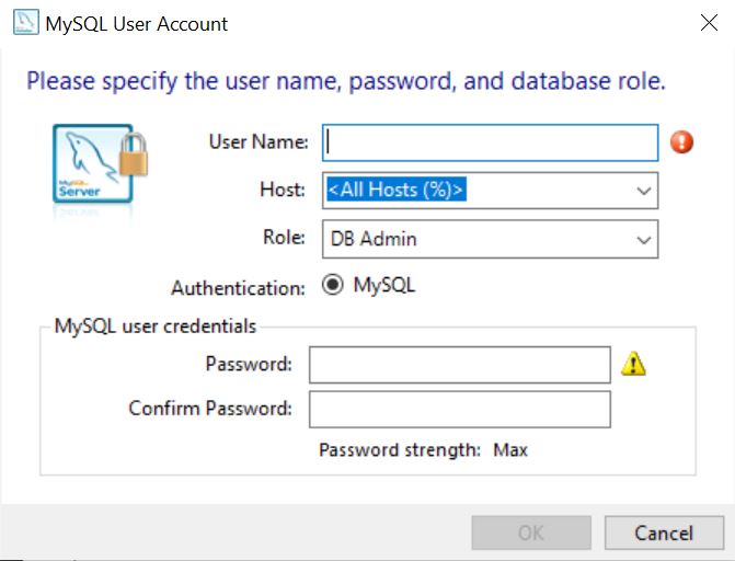 MySQL Configurator User Accounts