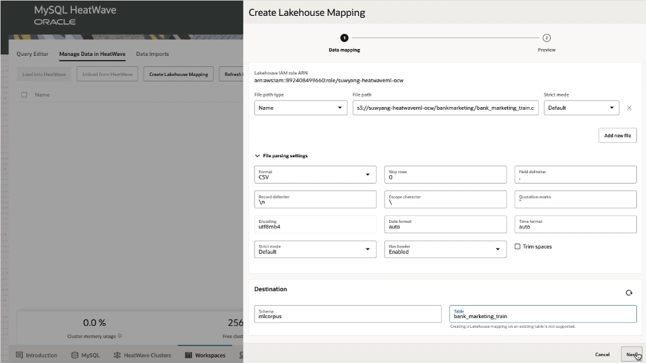 Create Lakehouse Mapping