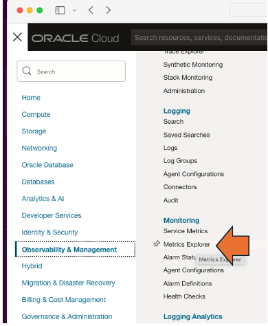 Go To Metrics Explorer