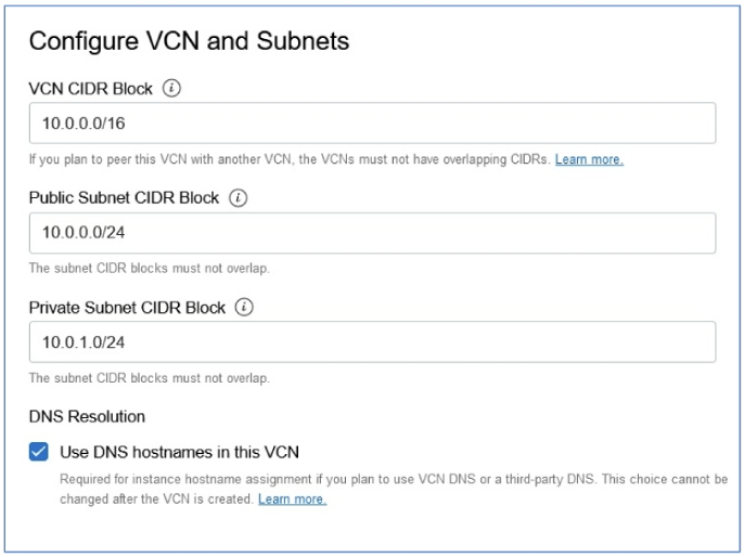 Configure VCN