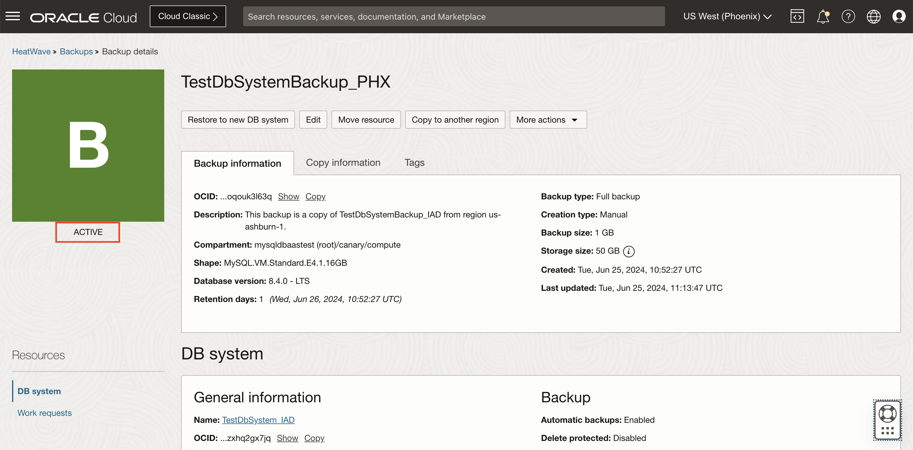 Copy to another region