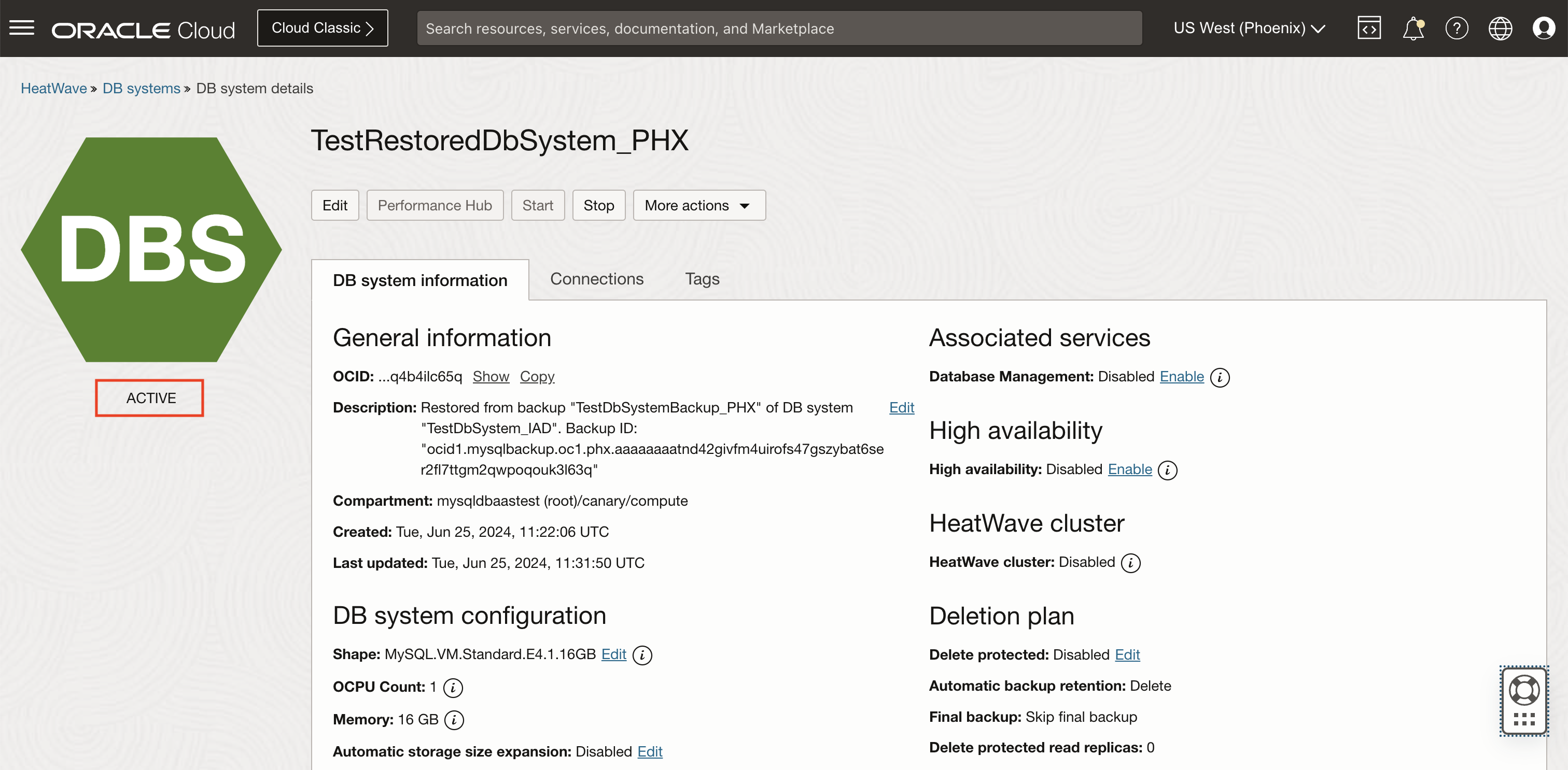 Destination DB system