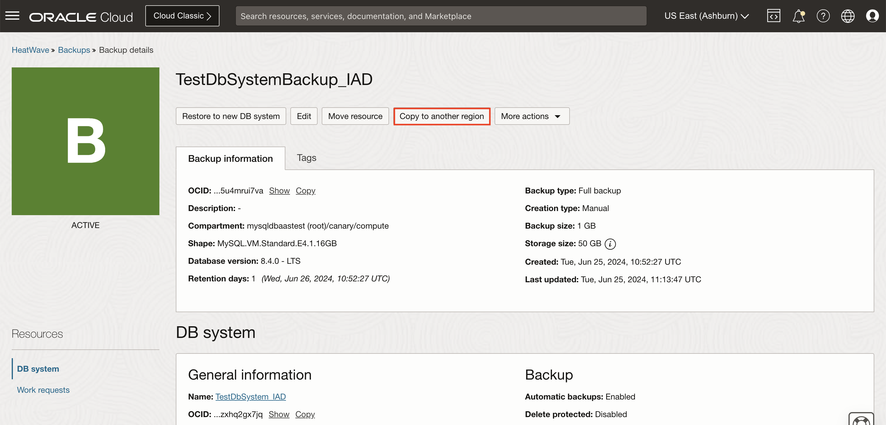 Copy to another region