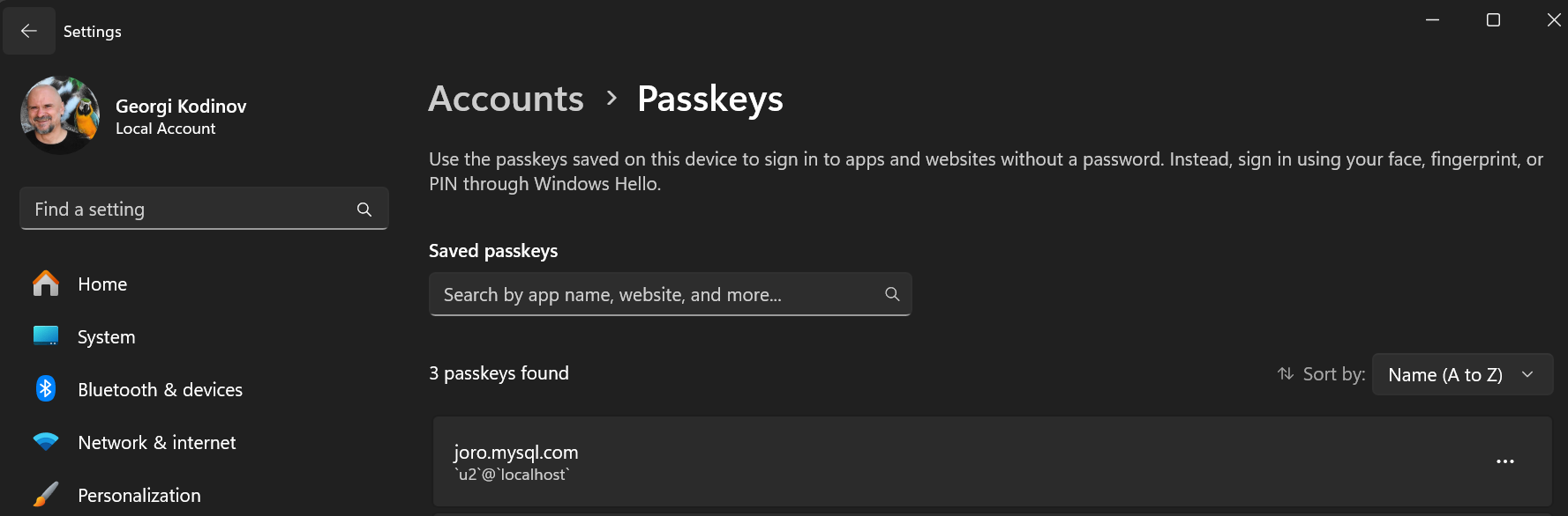 system settings for passkeys