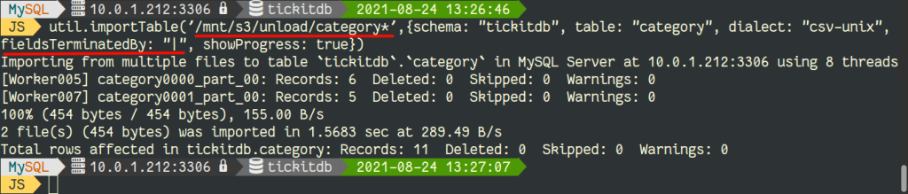 MySQL Shell Import Table Utility