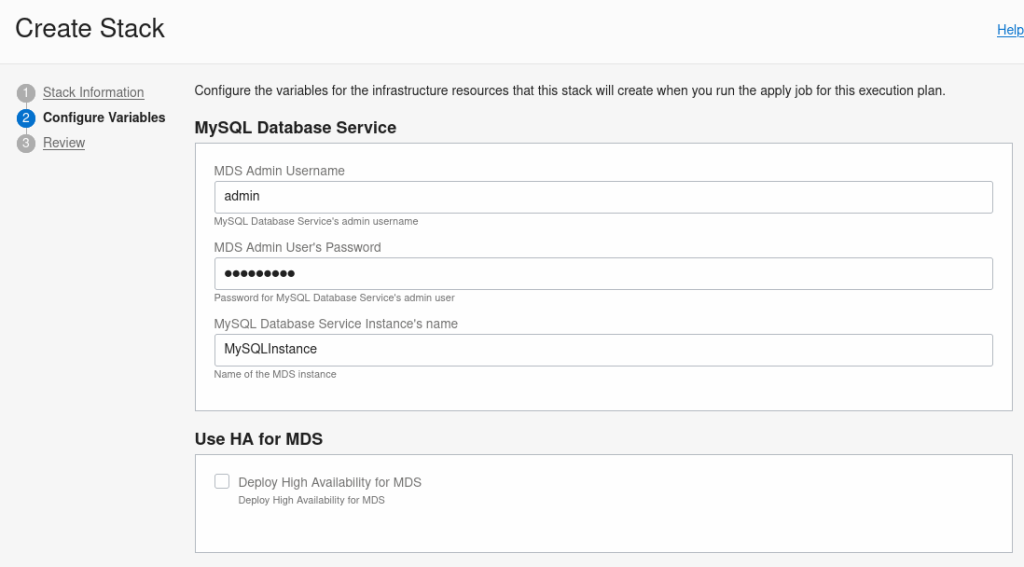 Resource Mananger Stack - Variables Configuration