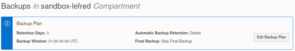 Backup Plan overview in OCI Console