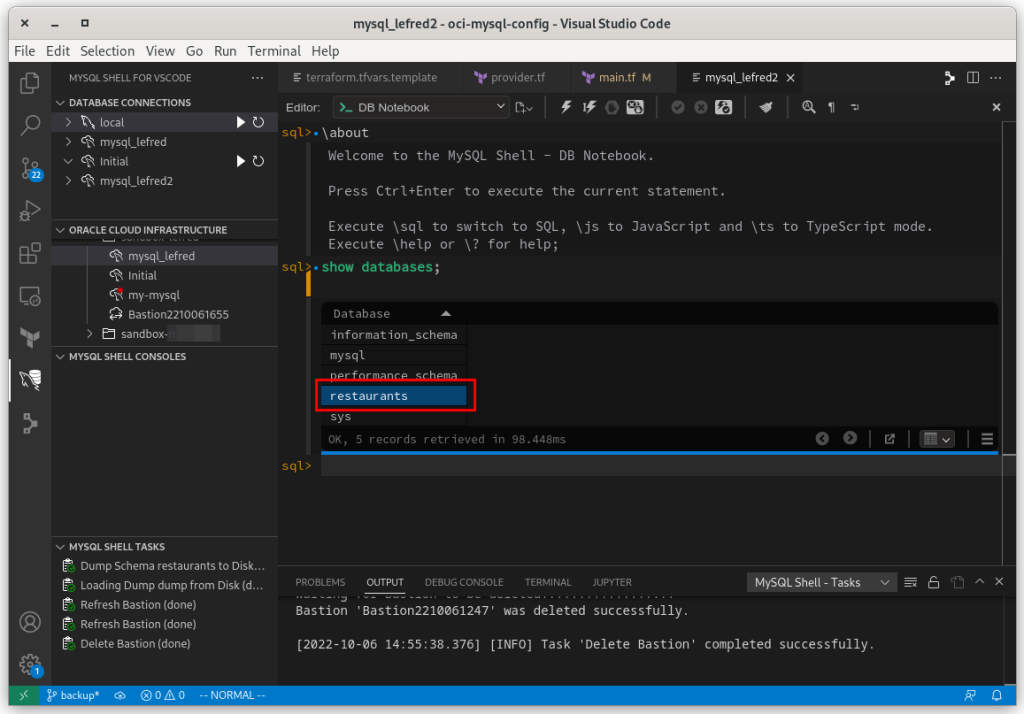 Check using MySQL Shell for Visual Studio Code