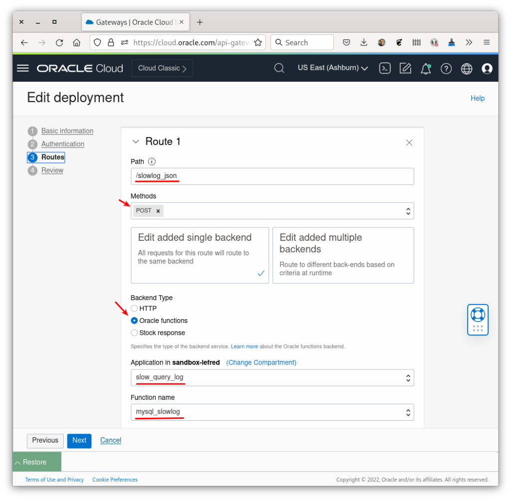 Edit Deployment - Route 1