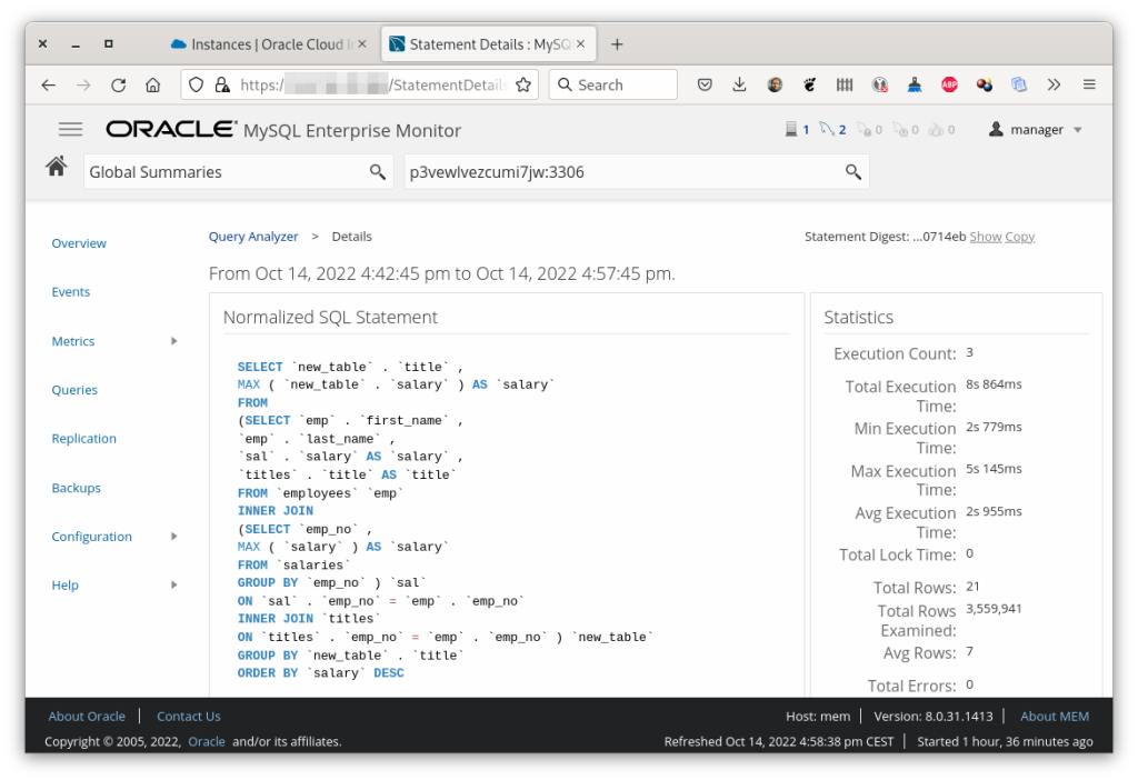 Query Details in MEM