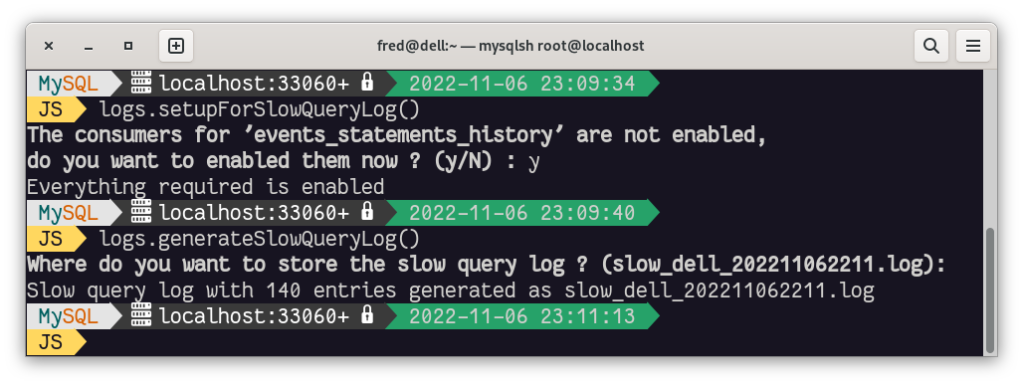 MySQL Shell - logs plugin in action