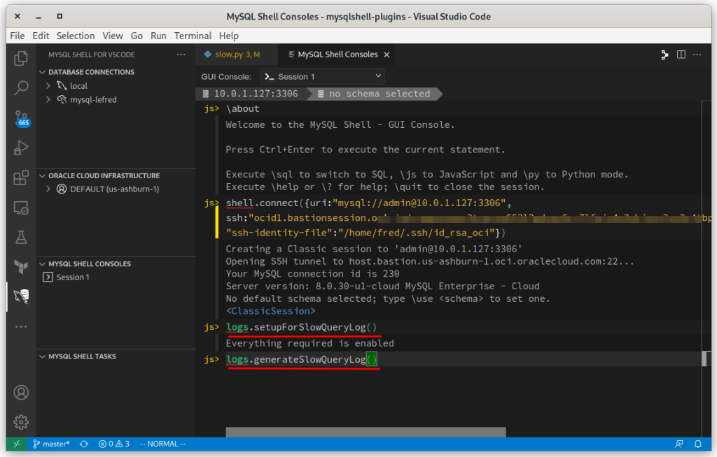 Logs plugin in MySQL Shell for Visual Studio Code