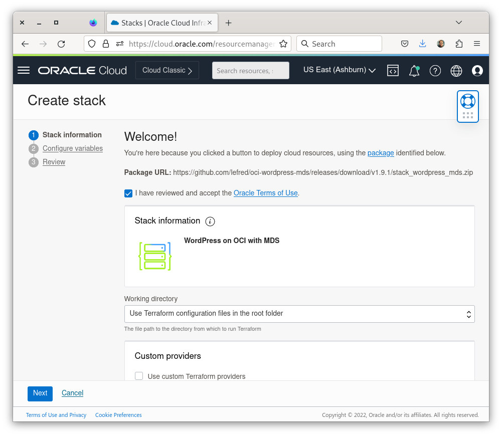 Create Stack - Information