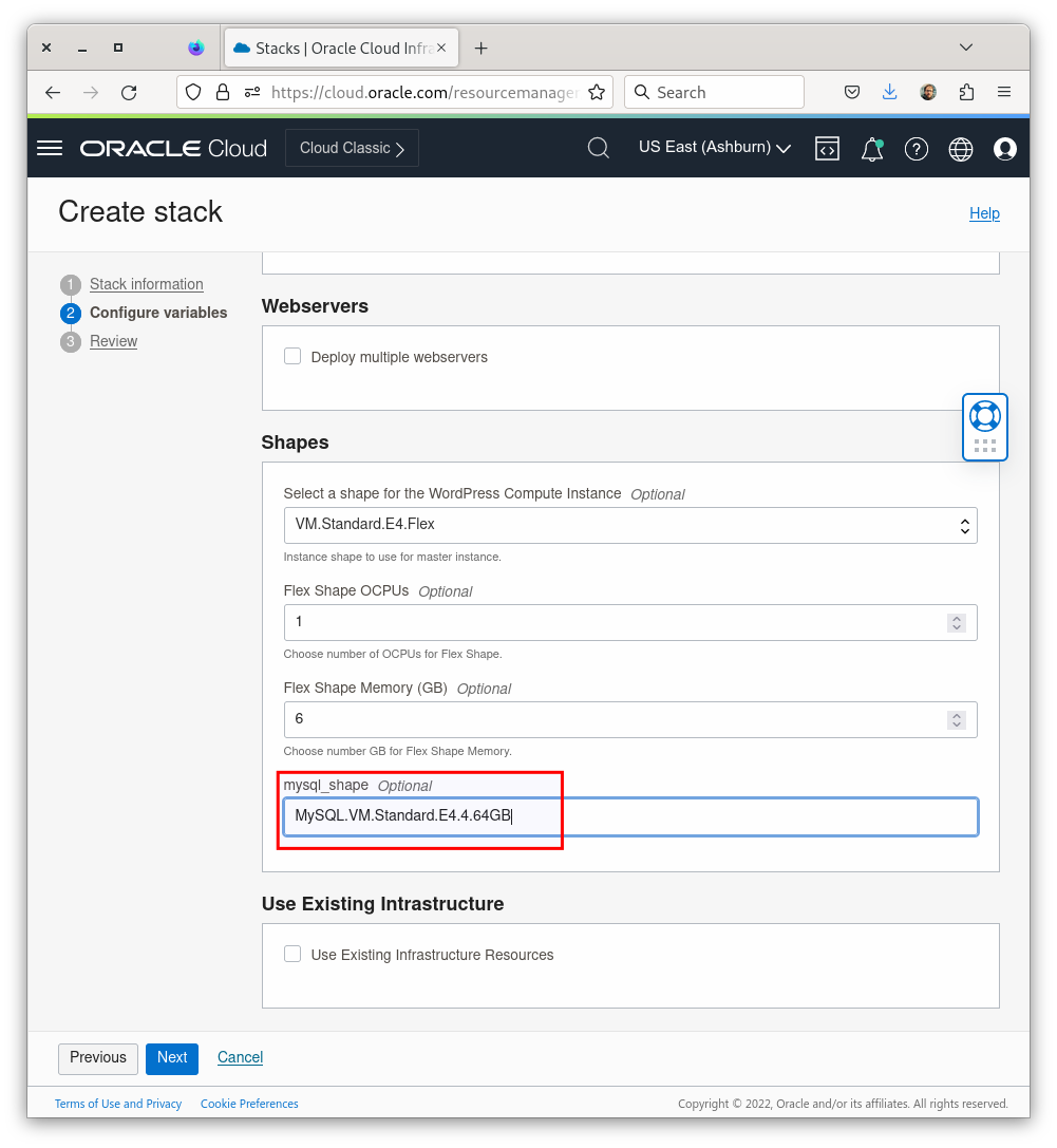 Create Stack - Shape Selection