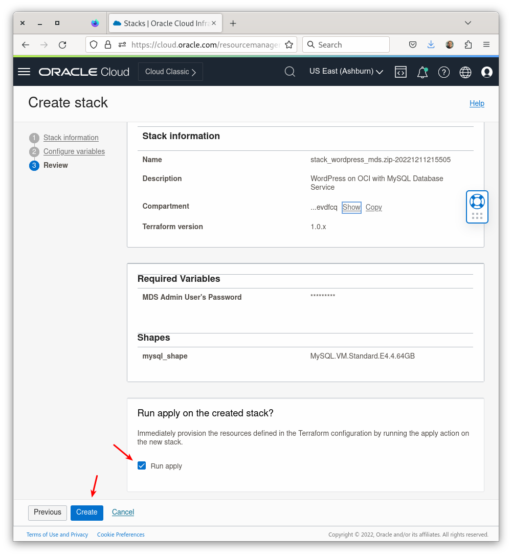 Create Stack - Stack Details