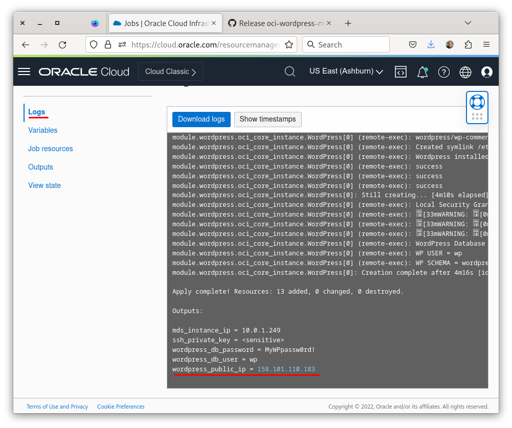 Stack Apply Job Logs