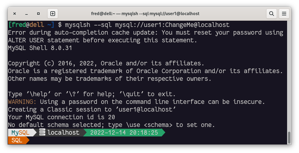 Connect to MySQL using MySQL Shell
