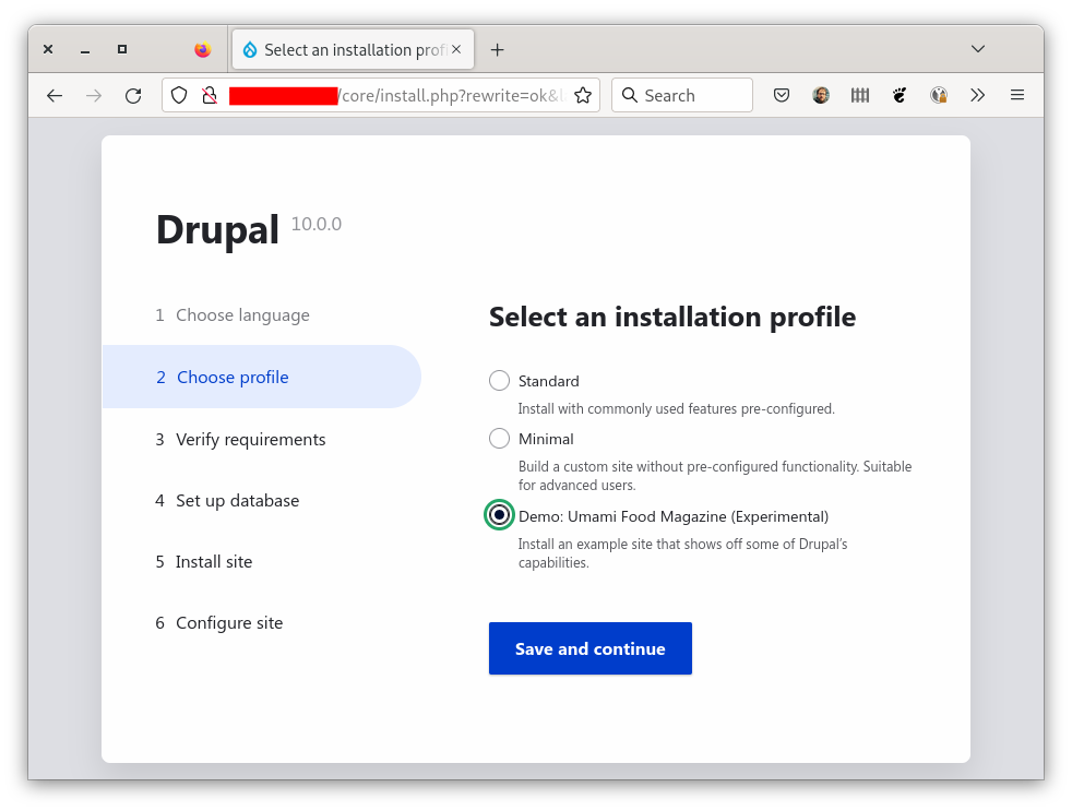 Drupal 10 Installation - Step 2 : profile
