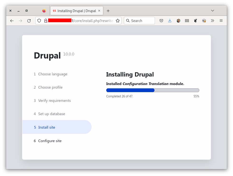Drupal 10 Installation - Installation Process