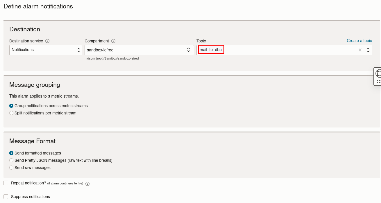 OCI Alarm - Notification