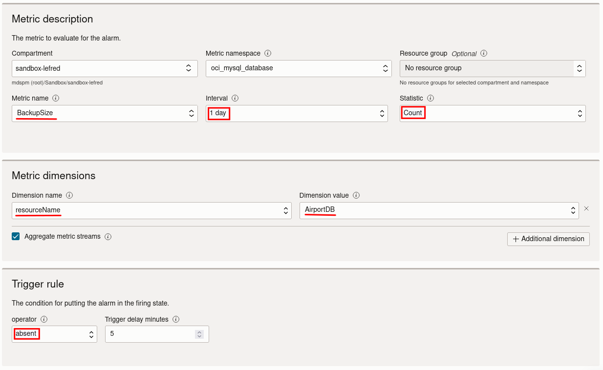 Alarm - Metric Description