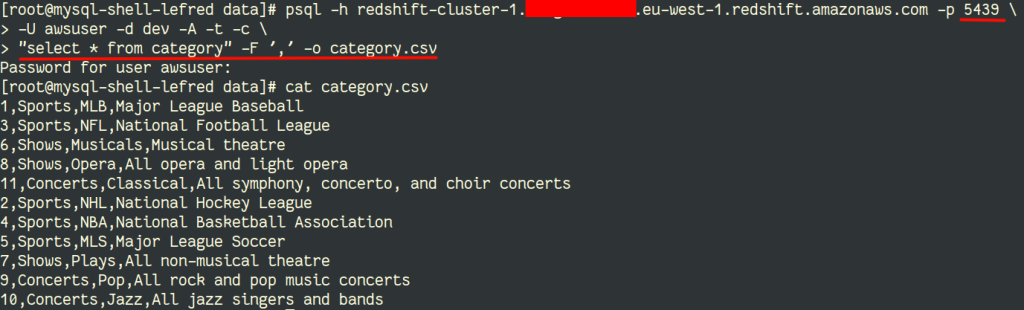Export table to CSV using PostgreSQL client