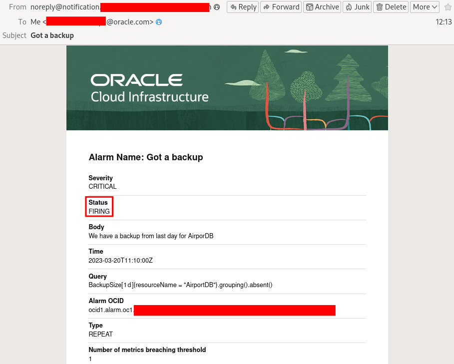 Alarm Email Notification