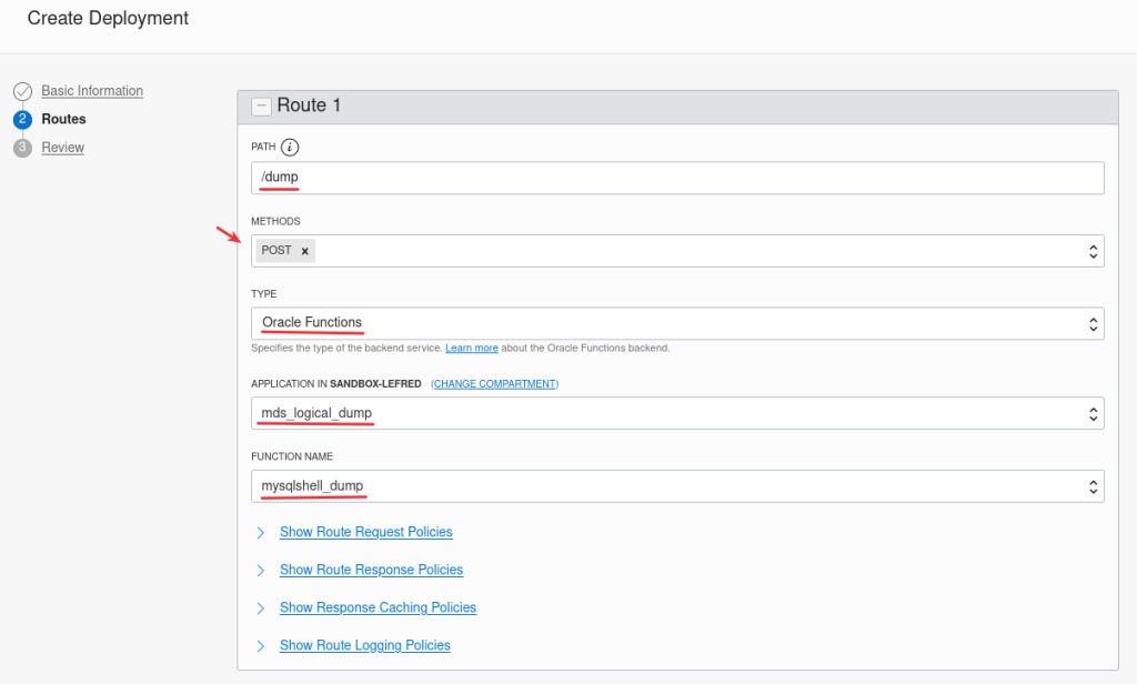 Create Deployment - Routes