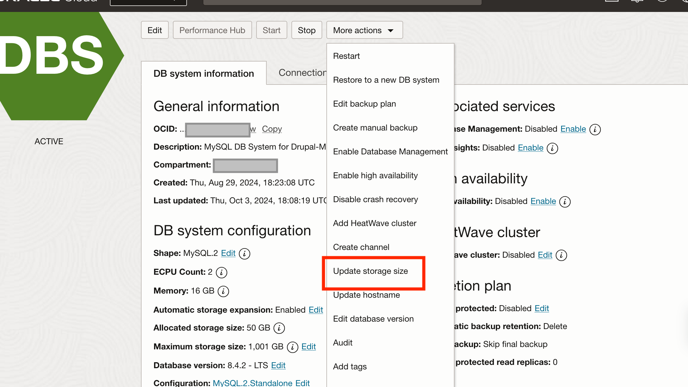Auto Storage expansion with Update option
