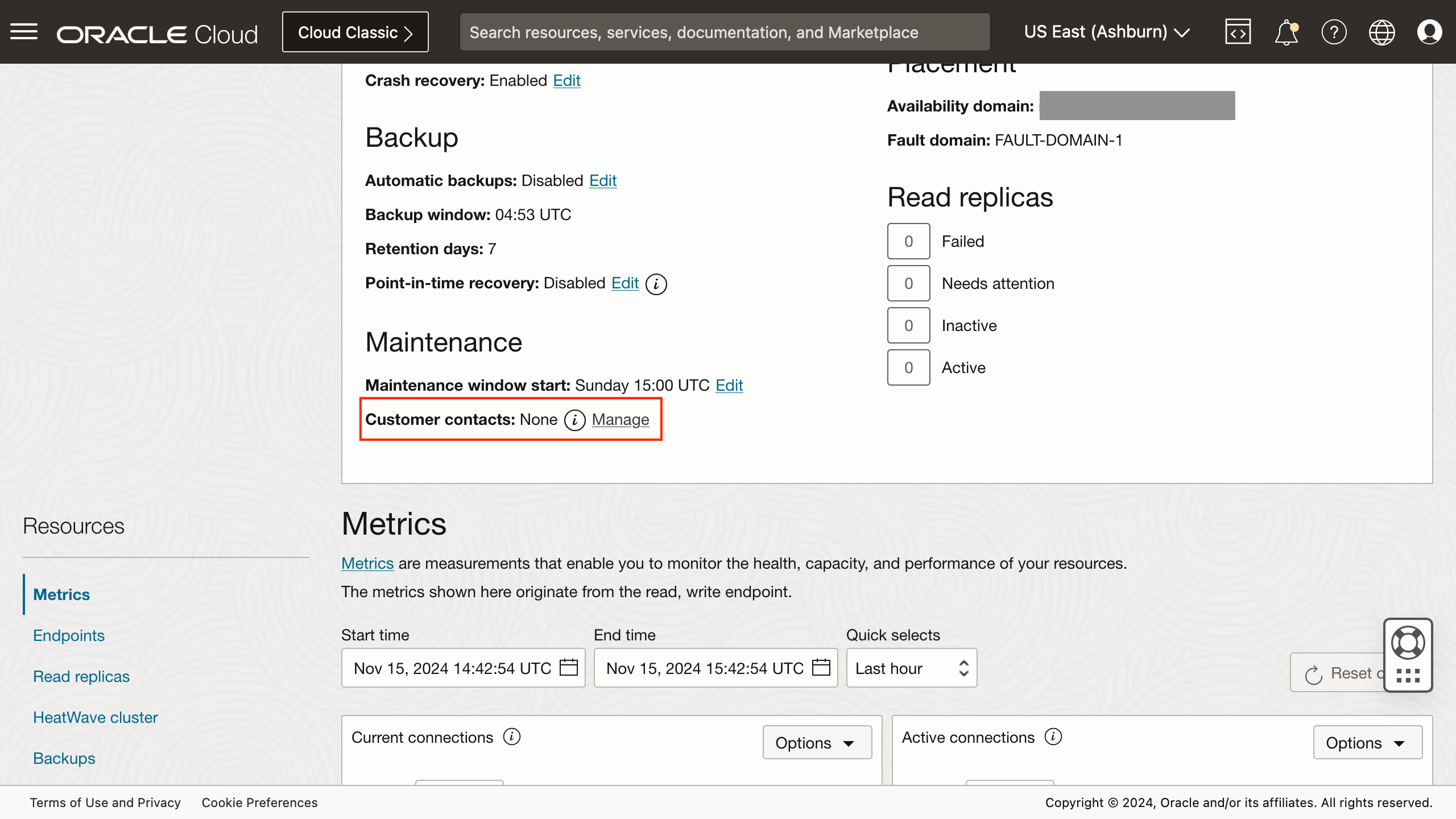 Contact management during DB systems Update flow