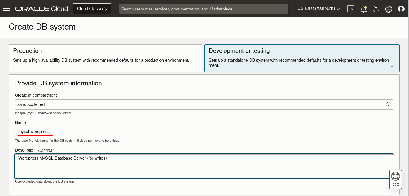 Create a MySQL HeatWave DB system in OCI