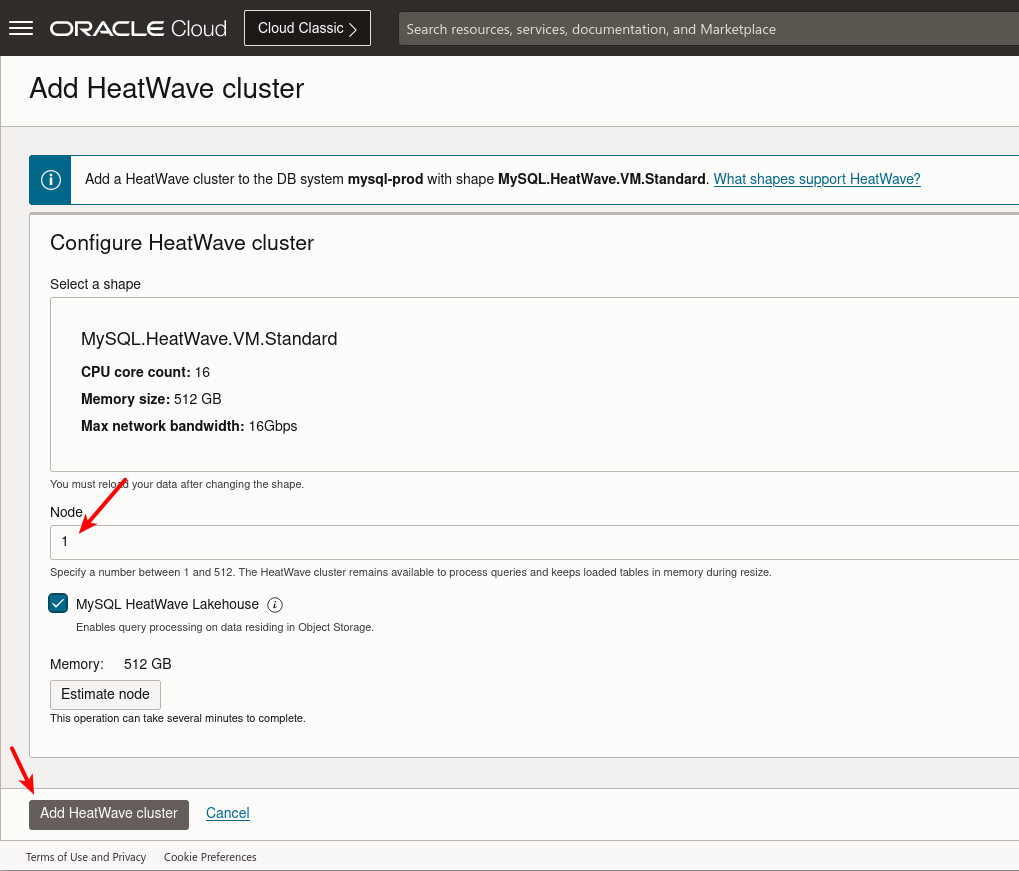 OCI Console - HeatWave 2