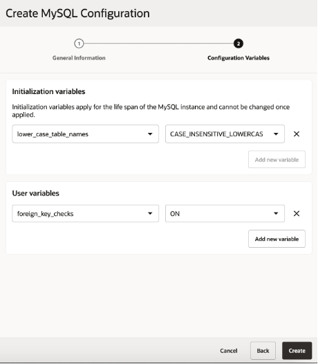 Create configuration