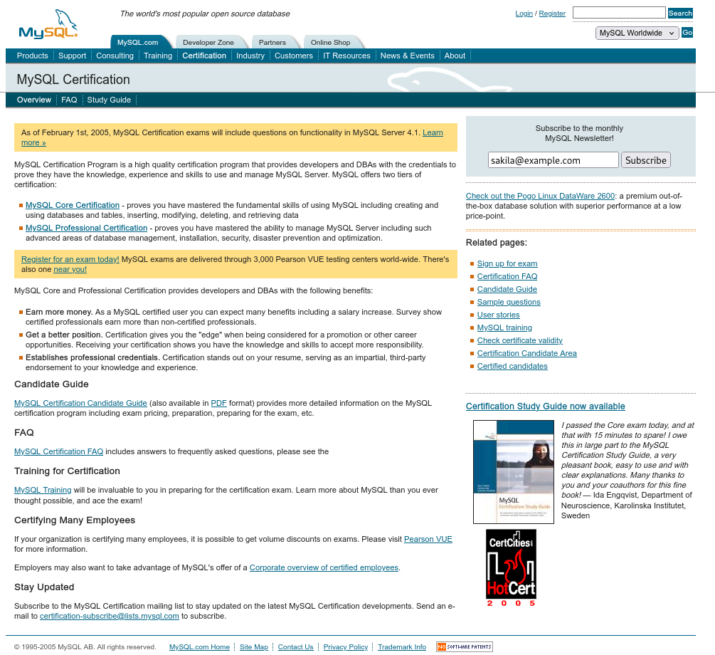 MySQL Certification Website 02