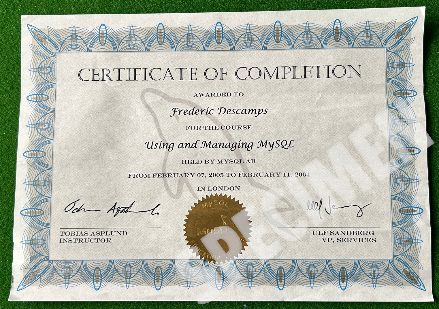 Certificate of Completion