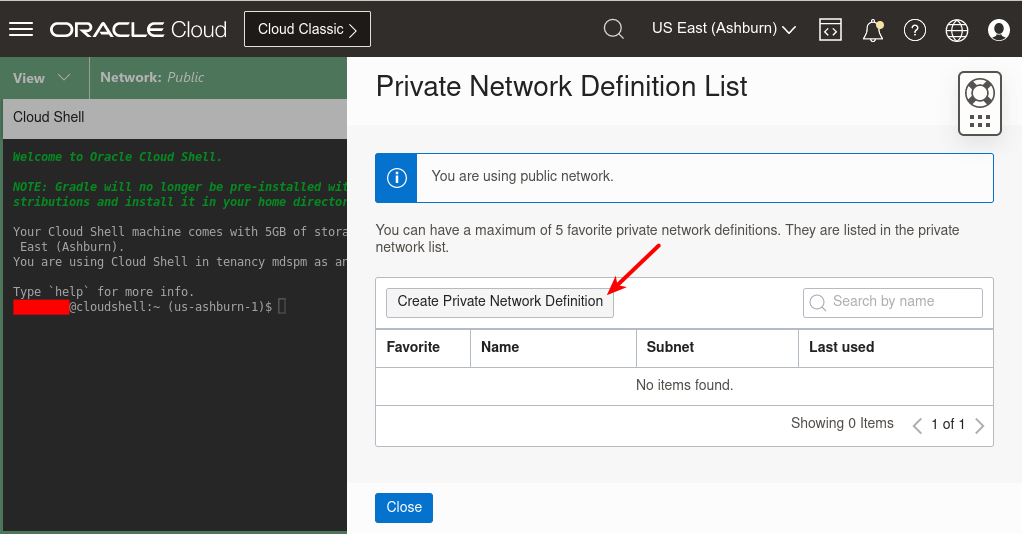 Private Network Definition List