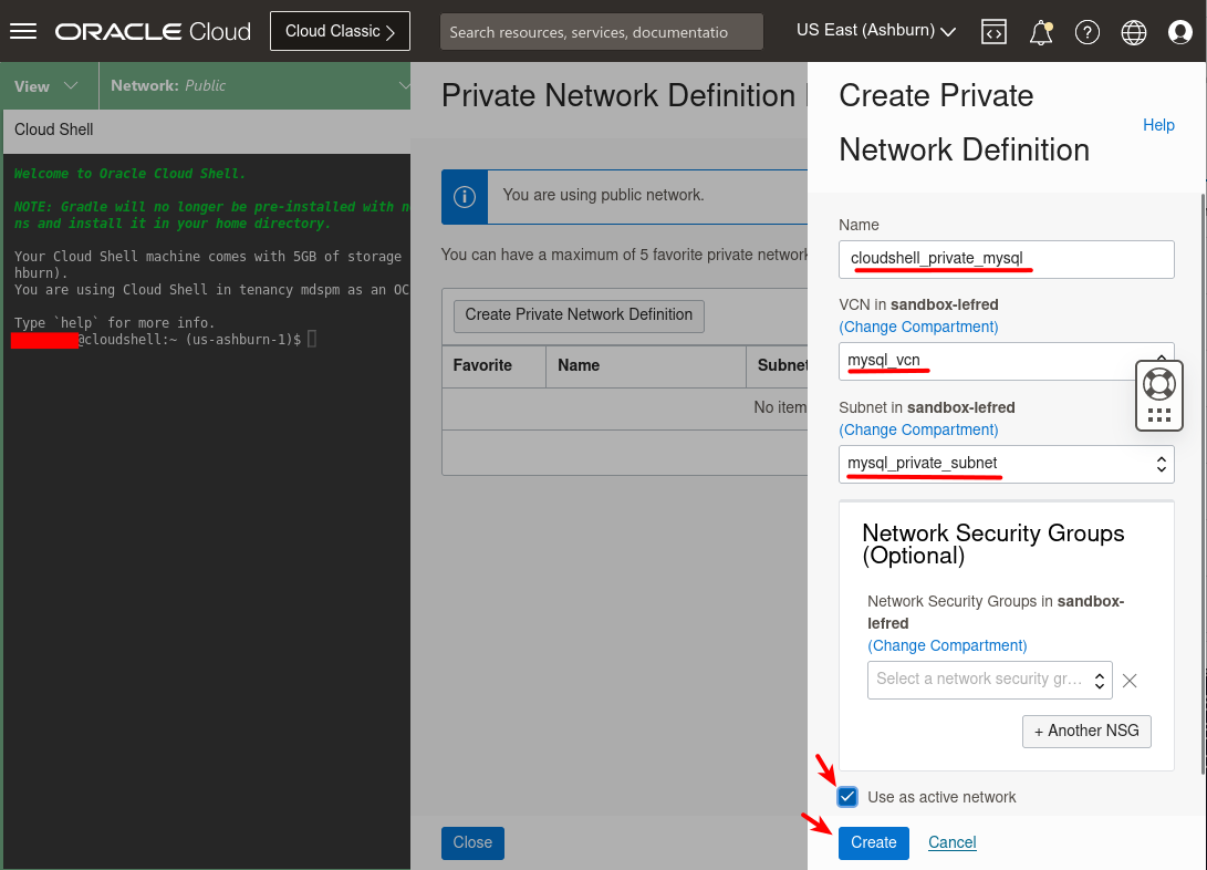 Create Private Network Definition