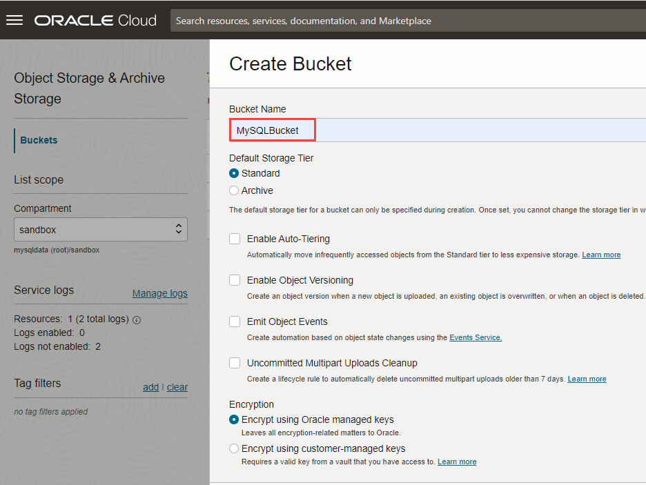 Create bucket