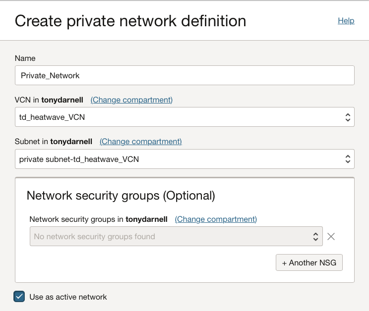 create private network definition VCN subnet